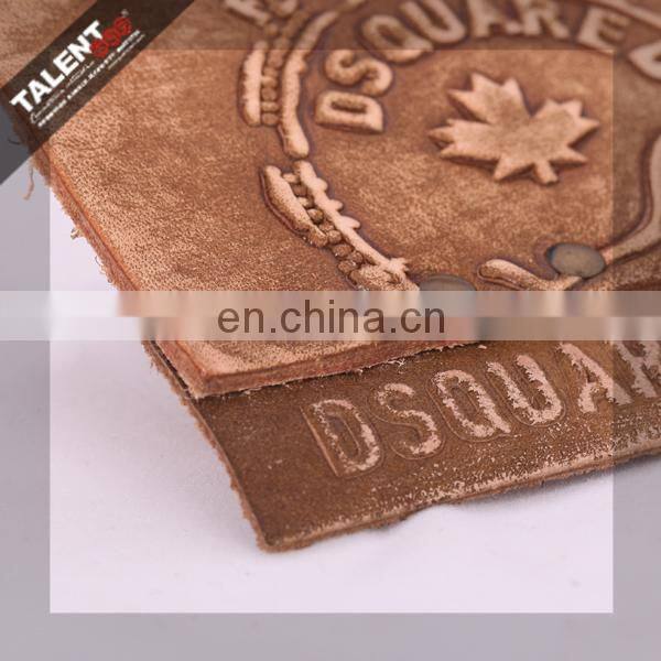 custom private brand design genuine jeans leather patch labels