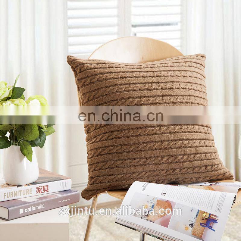 wool knitting square cushion throw pillow cover