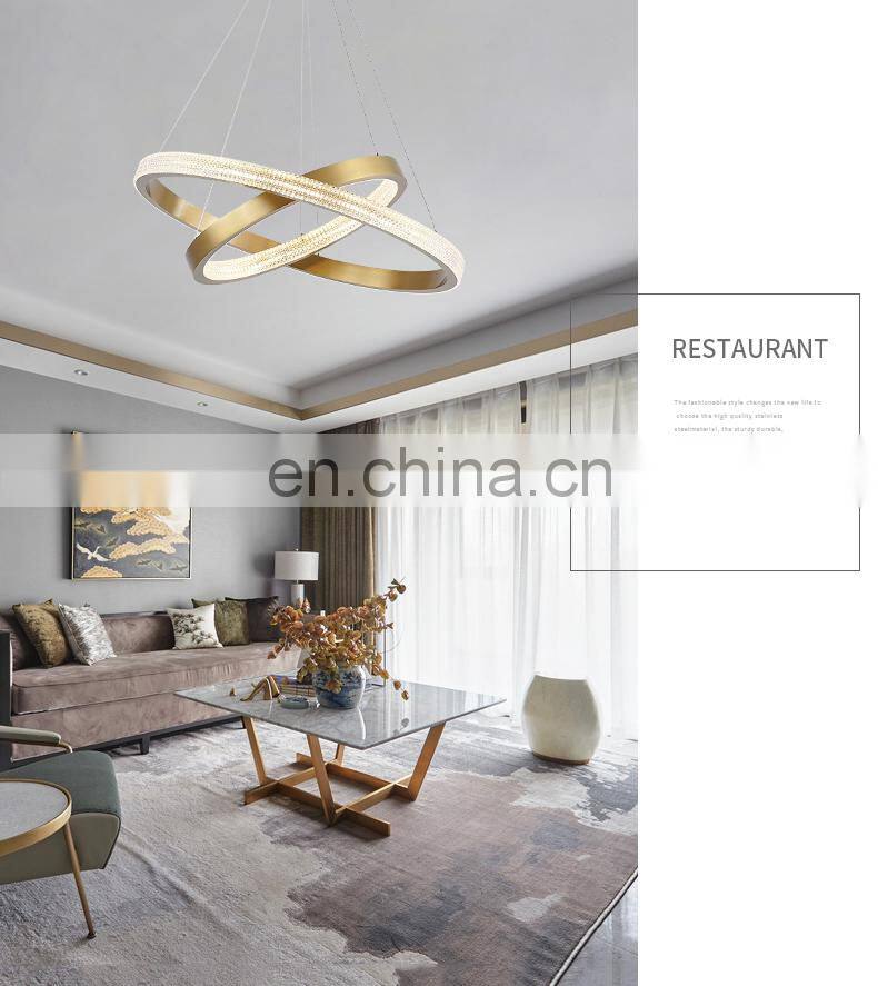 Modern Pendant Lamp Ring Shaped Droplight Black / White Hanging Wire Chandelier Lighting
