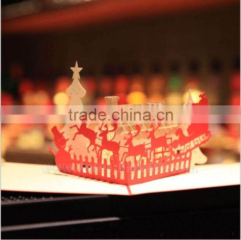 3d Europe regional factory price kirigami christmas greeting card, pop up christmas cards, greeting card 3d pop up