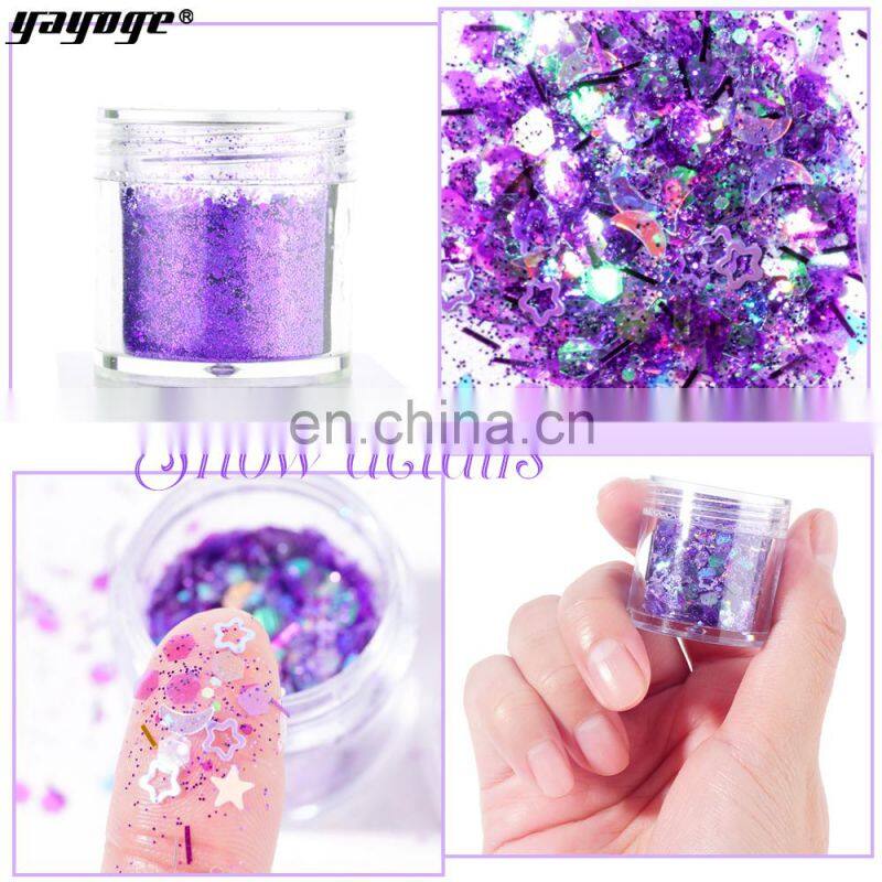 2019 new arrival Colorful PET Nail sequins crystals flash 3d nail art decoration