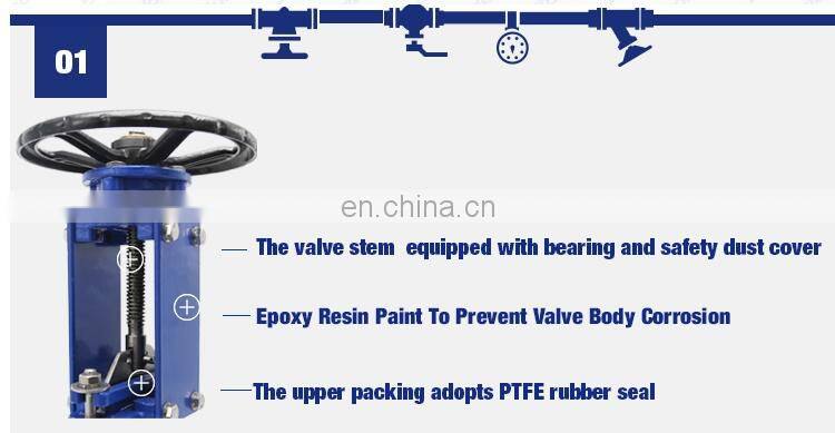 Bundor 2 inch Rising Stem Flange lug knife gate valve price list 4 PZ41X-16C knife gate valve