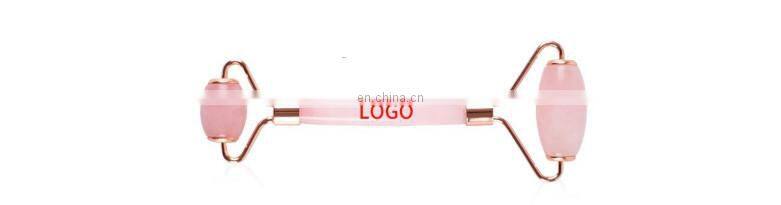 High Quality Facial Anti Aging Natural Rose Quartz Jade Stone Face Massage Roller Set