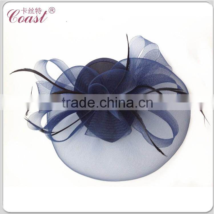 decorative navy blue feather flower silk flower large flower hair clips