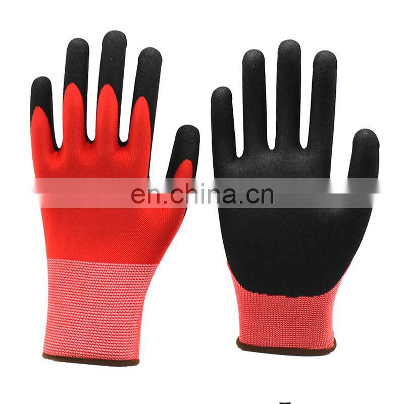 15G Nylon and Spandex Nitrile Foam Coating Gloves with PVC Dots