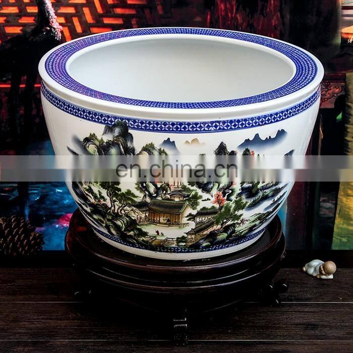 Large Chinese Famile Rose Porcelain Landscape Design Ceramic Garden Flower Pot