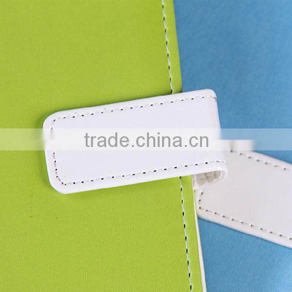 OEM stationery shiny pu notebook leather notebook with buckle Candy color leather book