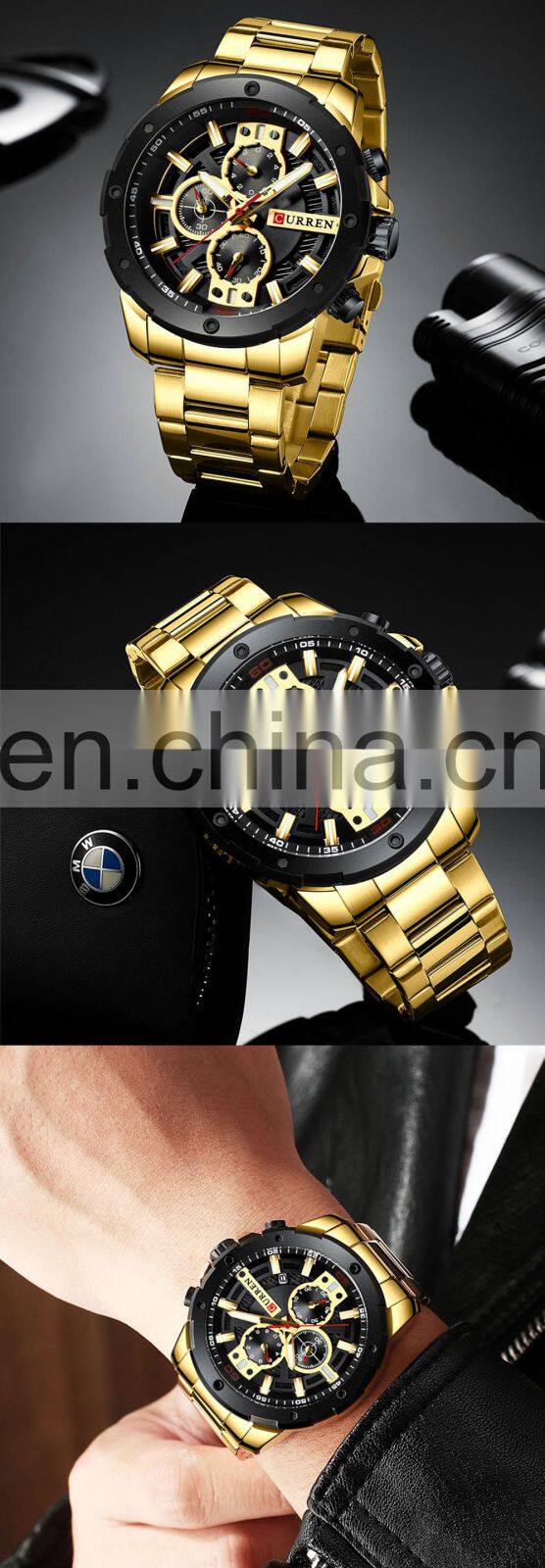CURREN 8336 Men Chronograph Quartz Fashion Watches 3atm Waterproof Japan Movt Stainless Steel Big Dial Wrist Watch