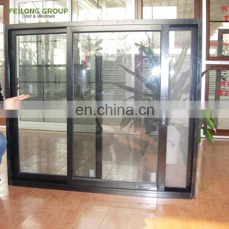 Modern design 3-rails thermal break aluminum frame sliding panels doors and windows tempered glass soundproof sliding window