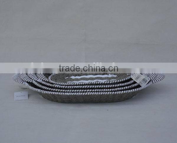 set of 4 cheap handwoven paper rope baskets