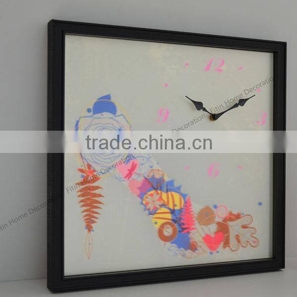 photo frame wooden wall clock square clock