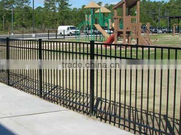 Powder coated flat top iron pool fencing