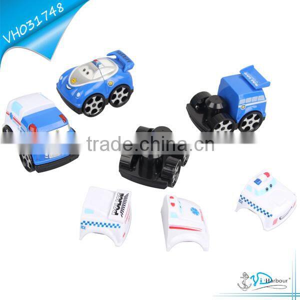 ABS Building Blocks Baby Police Cartoon Free Wheel Car