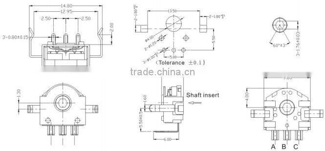 Vertical W type DC 5V 1mA magnetic video absolute encoder