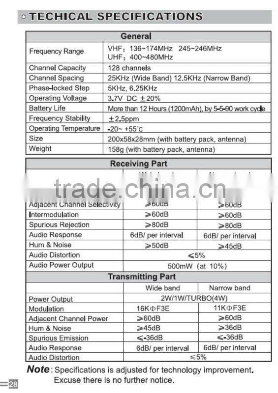 AT-628G walkie talkie two way radio