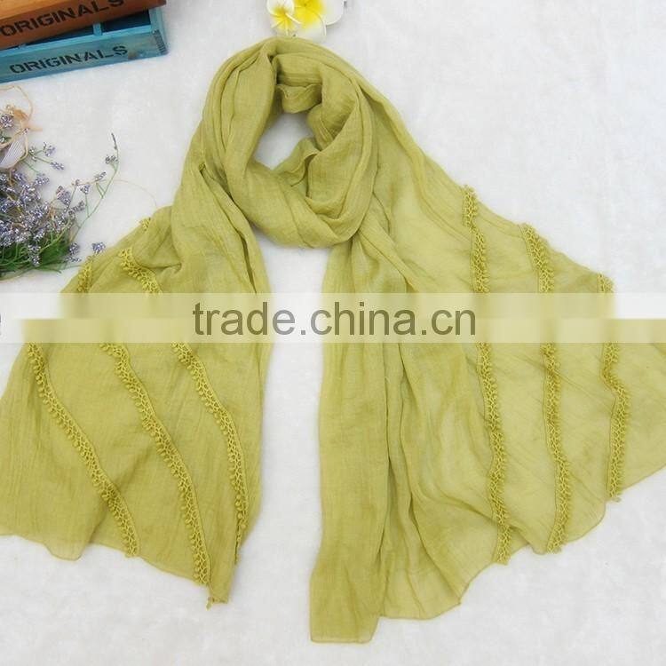 Fashion Charm Women Plain Soft Cotton Linen Islamic Muslim Shawl