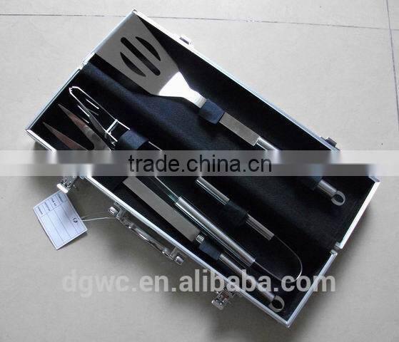 3pcs stainless steel barbecue tools with alumium case