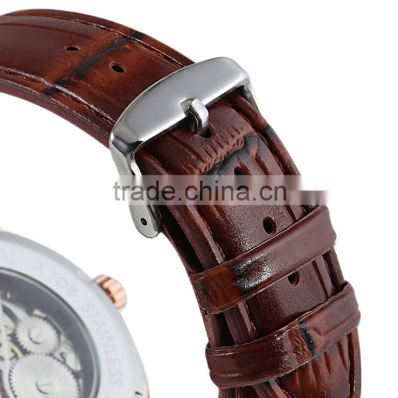 2015 Luxury Watches Men White Face Leather Skeleton Watch WM403