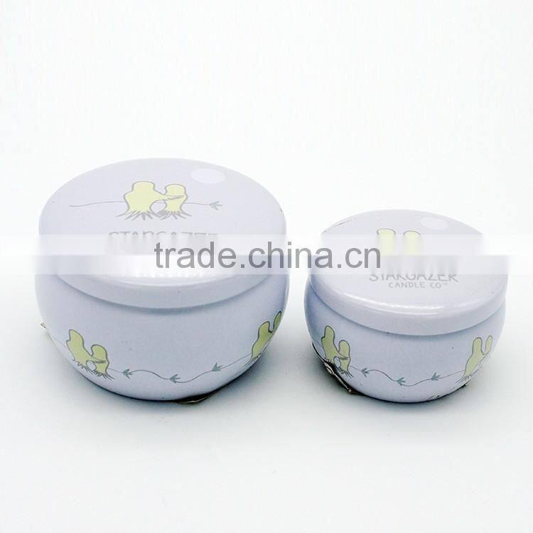 Fashion massage candle in tin box with metal lid
