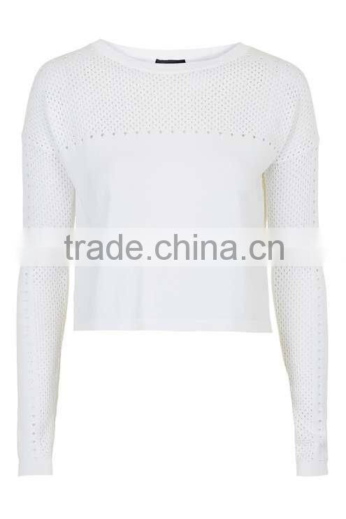 2016 Women Mixed Pointelle Crop HSS3026