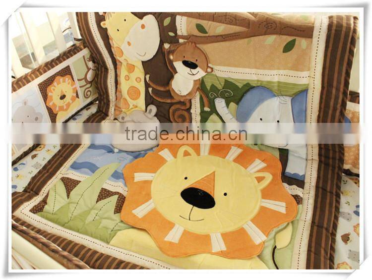 2015 new design applique 100% cotton custom bedding set