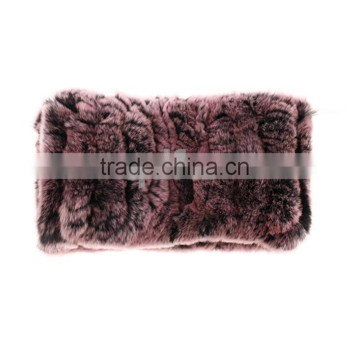 QD30440 Lady New Design Warmer Real Rex Rabbit Fur Scarf