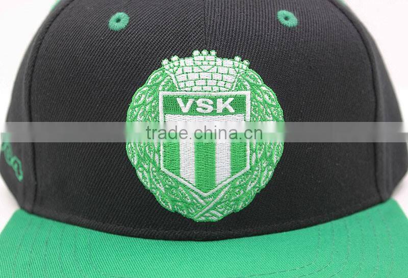 flat bill snapback hat with green under brim