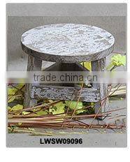 Vintage White Slats Wooden Small Folding Stool