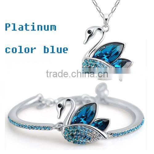platinum wholesale crystal dream swan jewelry 18 carat gold jewelry sets