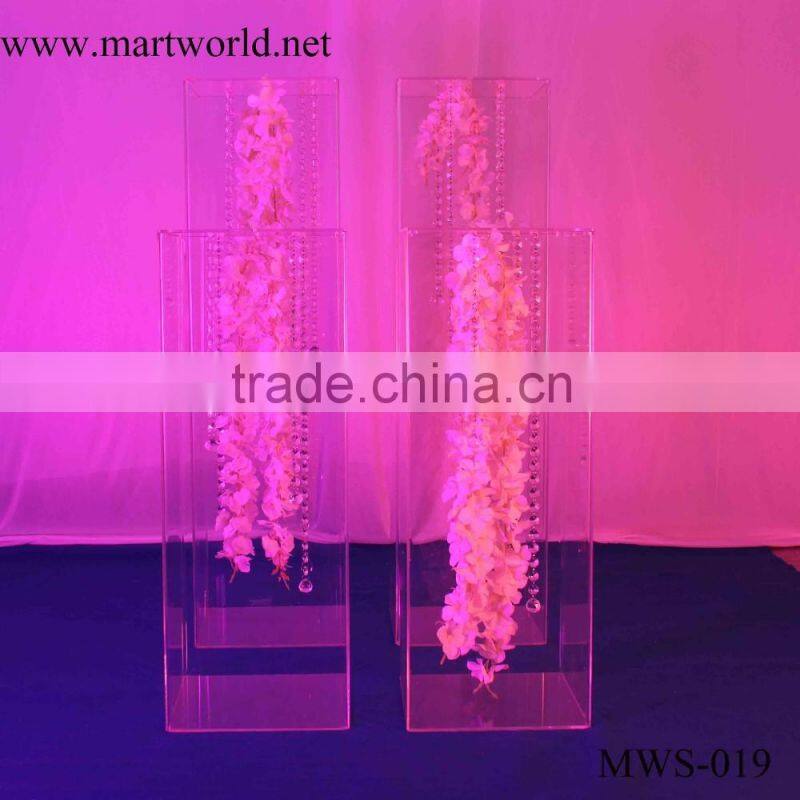 wedding decoration 80 cm height transparent acrylic box for wedding decoration flower stand(MWS-019)