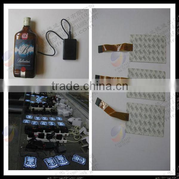 EL flashing label , EL wine bottle sticker , beer label