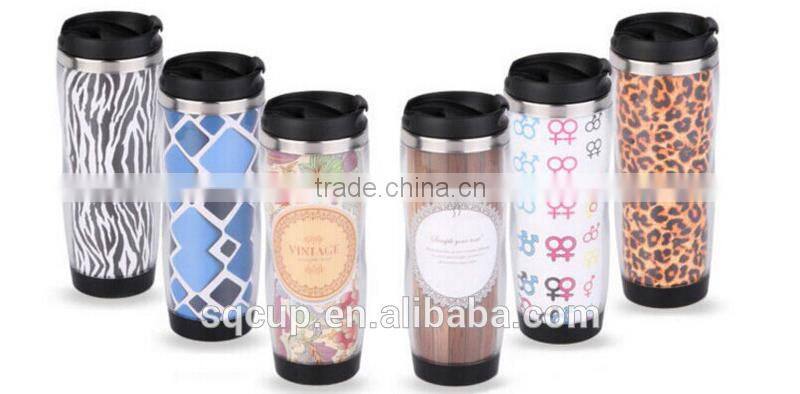 2015 new double wall plastic coffee mug or thermo mug