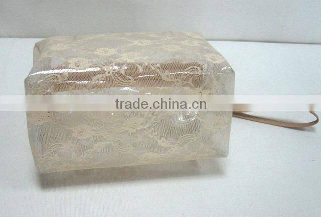 Popular Beauty Transparent with mesh cosmetic bag