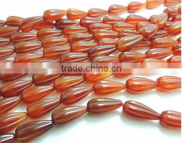 Hot seller natural stone red agate teardrop engrave line jewelry