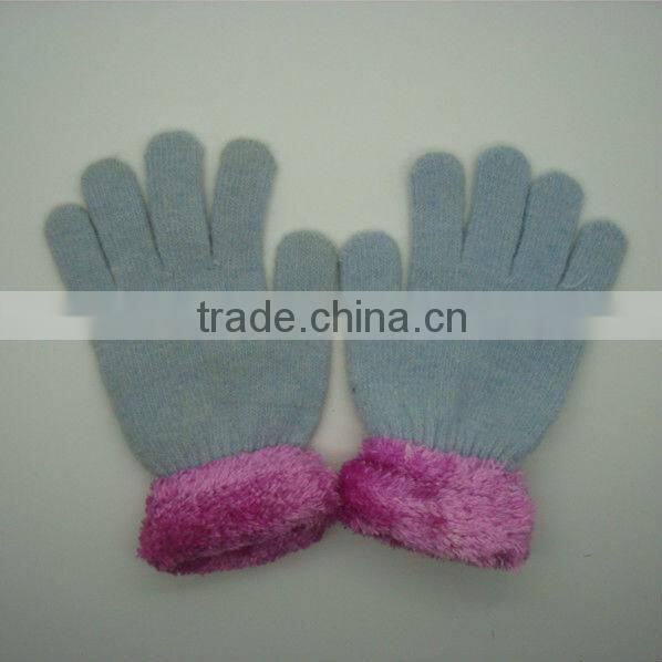 Boxi-High quality feather yarn rib rabbit fur gloves