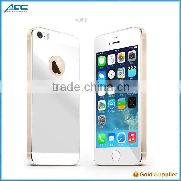 Popular Front+Back Metallic plating color tempered glass screen protector for iPhone 5 5s