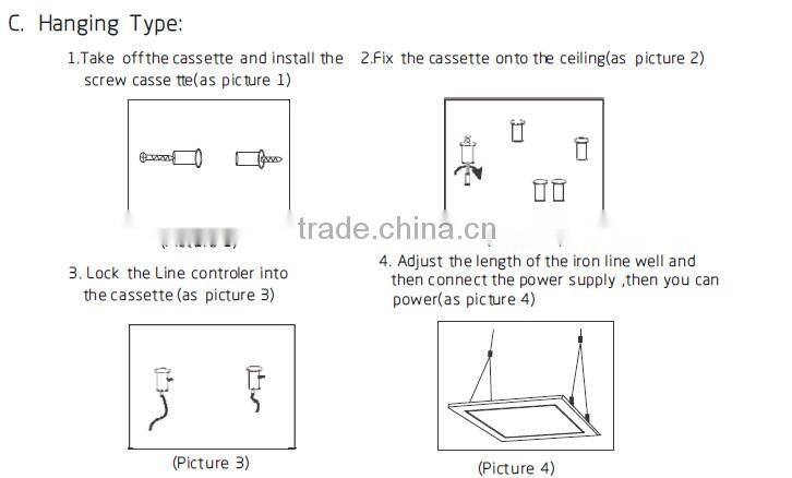 12W/36W/48W Indoor Square LED Panel Light Recessed/Suspended Aluminum Flat LED Ceiling Light