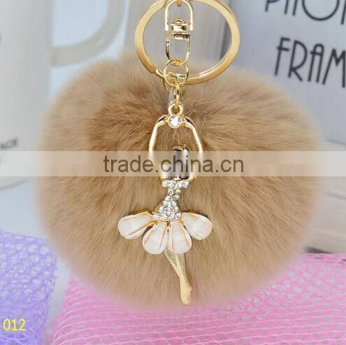 Cell Phone Car Handbag Charm lady Fur Ball Keychain/