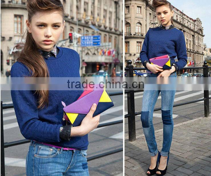 2013 colorful fashion design woman purse leather wallet envelope bag