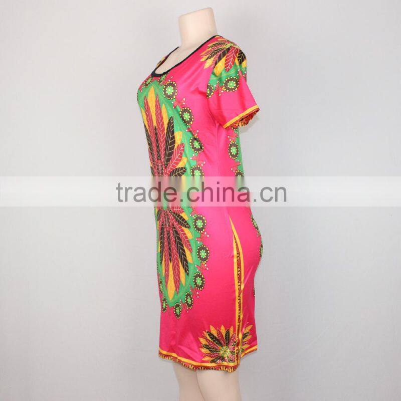 Alibaba China wholesale Dashiki dress African Freedom Short Sleeve Multi Vibrant Color dress