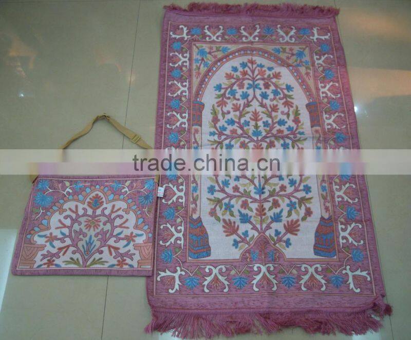 BT- 607adult muslim prayer mat and rugs with bag Haji gift