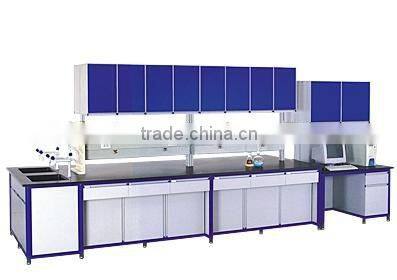 steel chemical laboratory test wall bench with sink