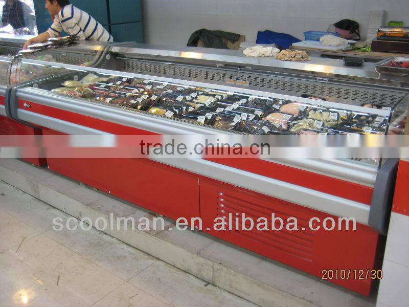 Commercial Fresh Meat display Freezer/Supermarket Refrigerated Showcase