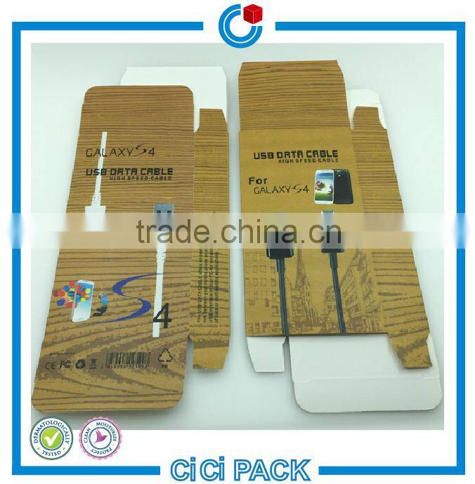 Popular CYMK printing paper packaging for usb cable packaging