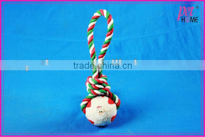 2013 christmas cotton rope pet toys with tennis ball