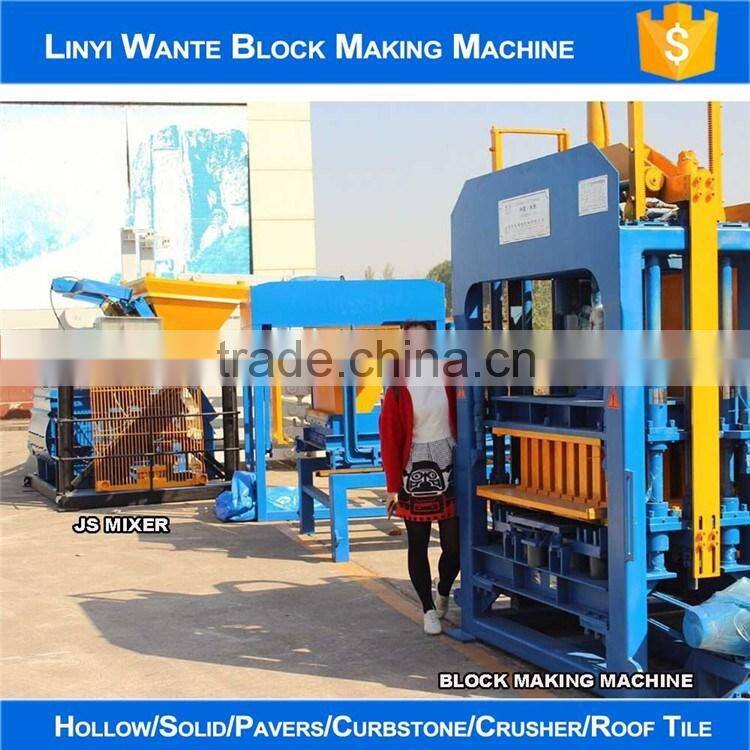 WANTE MACHINERY WANTE RBAND Fully Automatic Cement Block Making Machine QT6-15 for making hollow blocks