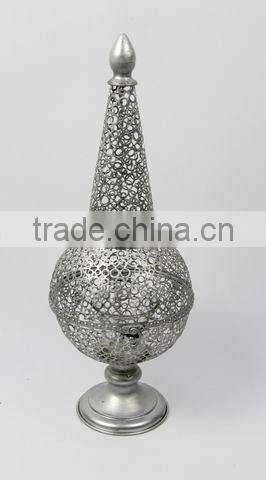 100199SA- metal cage candle lantern w/tapered top