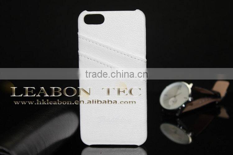 top grade leather case for iphone 5 with card slot, back phone case, newest desing mobile case