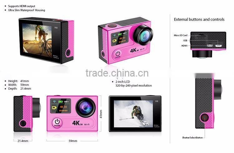 4K Eken H8R 30m underwater 4k 30fps wifi remotel control mini 4k hidden camera