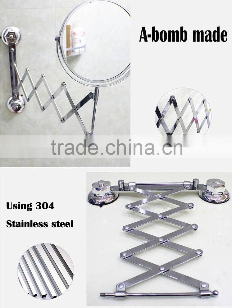 2016 A-bomb hot selling Metal Chrome wall cosmetic mirror with TPU sucker/make-up mirror/frame mirror